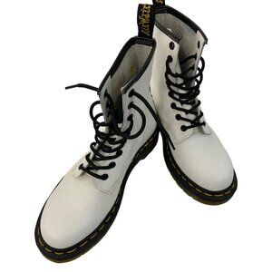Dr. Martens 1460 White Leather 8-Eye Lace Up Boots Size 8 US Women